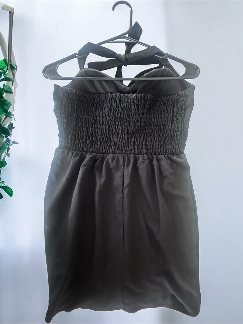 Black Halter Smocked Waist Mini Dress